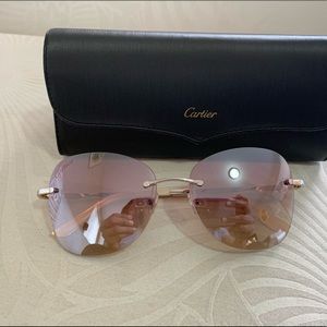 Cartier Sunglasses with Pink Lenses and Gold Frame
